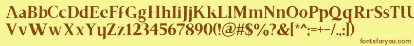 フォントBrixtonrg – 茶色の文字が黄色の背景にあります。
