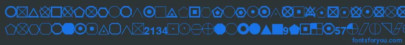 EsriGeometricSymbols-fontti – siniset fontit mustalla taustalla