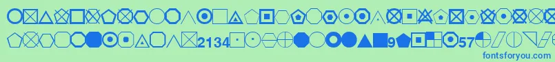 EsriGeometricSymbols-Schriftart – Blaue Schriften auf grünem Hintergrund