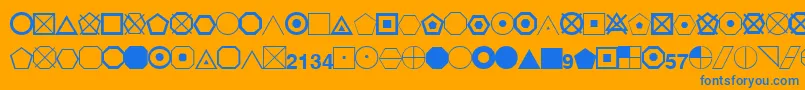 EsriGeometricSymbols-Schriftart – Blaue Schriften auf orangefarbenem Hintergrund