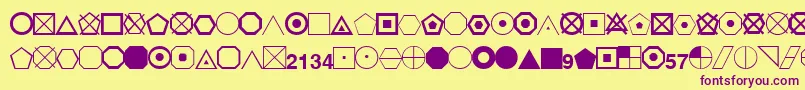 EsriGeometricSymbols-Schriftart – Violette Schriften auf gelbem Hintergrund