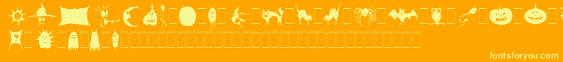 SpookySymbolsLetPlain.1.0 Font – Yellow Fonts on Orange Background