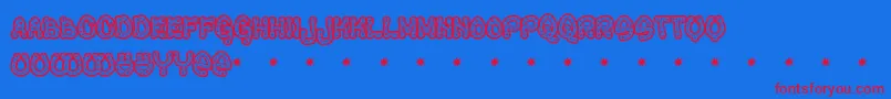 フォントRavequeen – 赤い文字の青い背景
