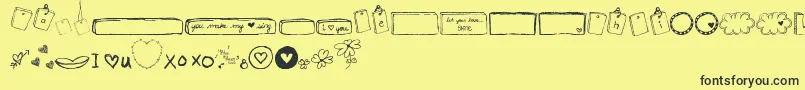フォントMtfIHeartSketches – 黒い文字の黄色い背景