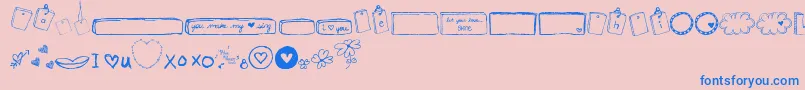 Czcionka MtfIHeartSketches – niebieskie czcionki na różowym tle
