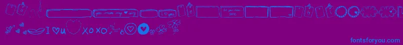 MtfIHeartSketches-fontti – siniset fontit violetilla taustalla