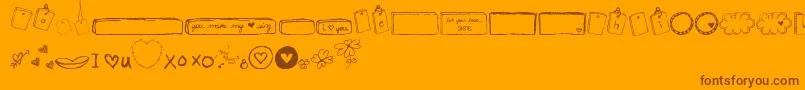 MtfIHeartSketches-Schriftart – Braune Schriften auf orangefarbenem Hintergrund