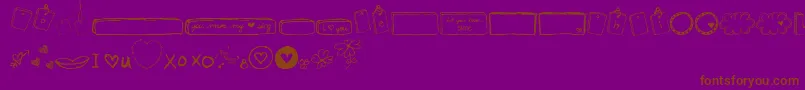 フォントMtfIHeartSketches – 紫色の背景に茶色のフォント