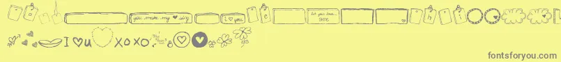 フォントMtfIHeartSketches – 黄色の背景に灰色の文字