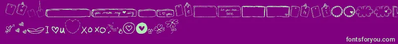 フォントMtfIHeartSketches – 紫の背景に緑のフォント