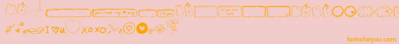 MtfIHeartSketches-Schriftart – Orangefarbene Schriften auf rosa Hintergrund