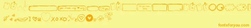 フォントMtfIHeartSketches – オレンジの文字が黄色の背景にあります。