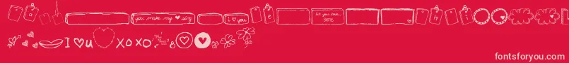 MtfIHeartSketches-Schriftart – Rosa Schriften auf rotem Hintergrund