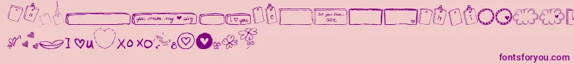 MtfIHeartSketches-Schriftart – Violette Schriften auf rosa Hintergrund