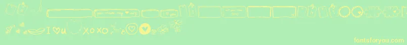 MtfIHeartSketches Font – Yellow Fonts on Green Background