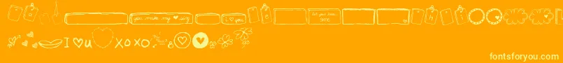 MtfIHeartSketches-fontti – keltaiset fontit oranssilla taustalla