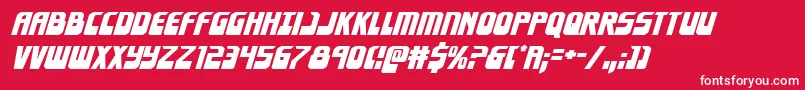 Czcionka Eldebaranexpandital – białe czcionki na czerwonym tle