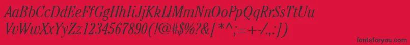 ItcCheltenhamLtLightCondensedItalic Font – Black Fonts on Red Background