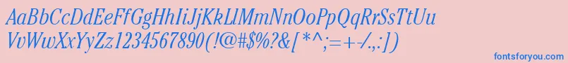 ItcCheltenhamLtLightCondensedItalic Font – Blue Fonts on Pink Background