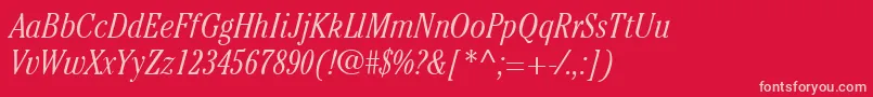 ItcCheltenhamLtLightCondensedItalic Font – Pink Fonts on Red Background