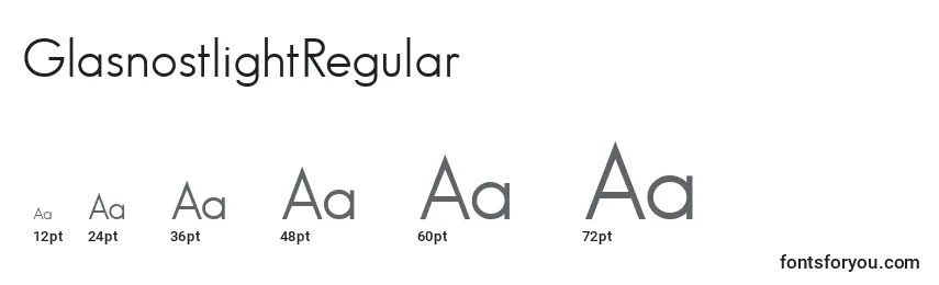 Размеры шрифта GlasnostlightRegular