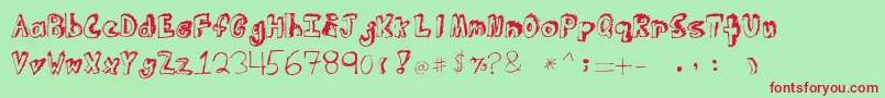 Transformation Font – Red Fonts on Green Background