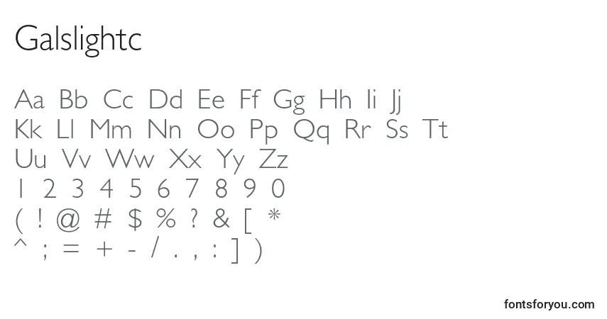 A fonte Galslightc – alfabeto, números, caracteres especiais