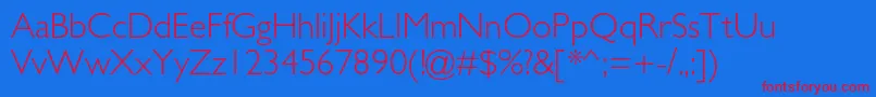 Galslightc-Schriftart – Rote Schriften auf blauem Hintergrund