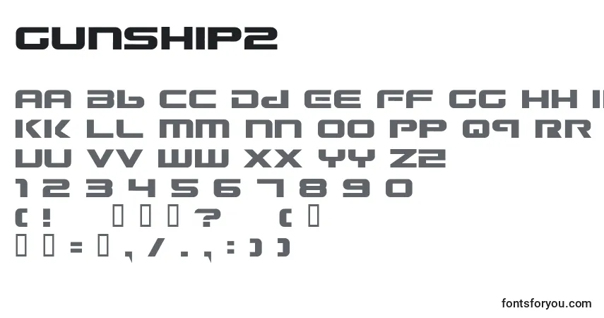 Schriftart Gunship2 – Alphabet, Zahlen, spezielle Symbole