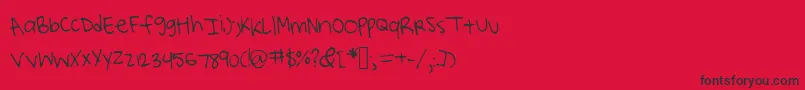 フォントLucysscribblings – 赤い背景に黒い文字