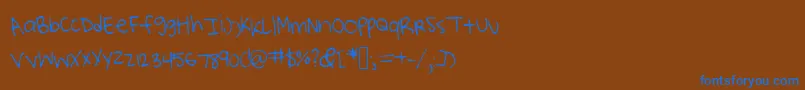 Czcionka Lucysscribblings – niebieskie czcionki na brązowym tle