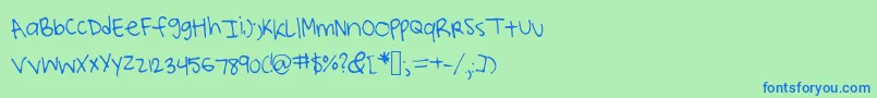 Шрифт Lucysscribblings – синие шрифты на зелёном фоне