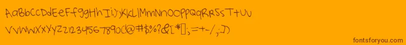 フォントLucysscribblings – オレンジの背景に茶色のフォント