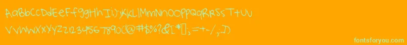 Lucysscribblings Font – Green Fonts on Orange Background