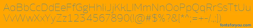 AminoAltThin-Schriftart – Blaue Schriften auf orangefarbenem Hintergrund