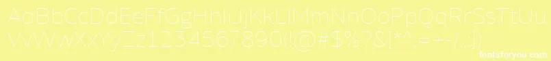 AminoAltThin-Schriftart – Weiße Schriften auf gelbem Hintergrund