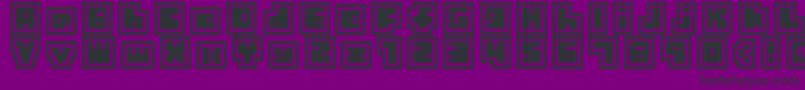 TinyBoxCollagebita12-fontti – mustat fontit violetilla taustalla