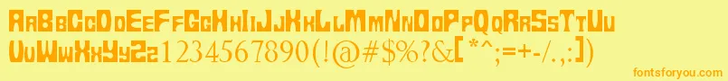 Tups13 Font – Orange Fonts on Yellow Background