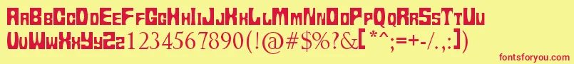 Tups13 Font – Red Fonts on Yellow Background