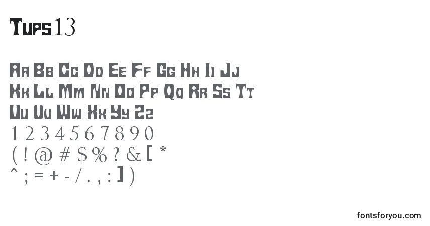 characters of tups13 font, letter of tups13 font, alphabet of  tups13 font