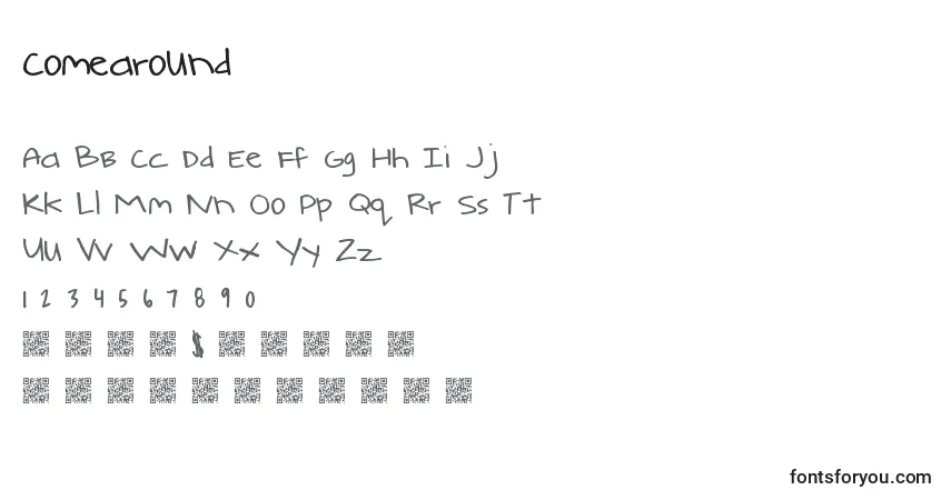 Comearound-fontti – aakkoset, numerot, erikoismerkit