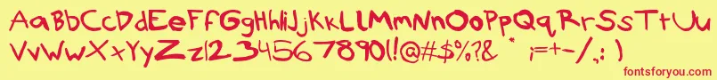 Rubbish Font – Red Fonts on Yellow Background