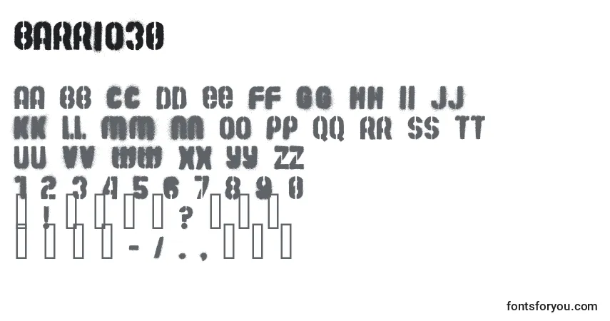 Schriftart Barrio30 – Alphabet, Zahlen, spezielle Symbole