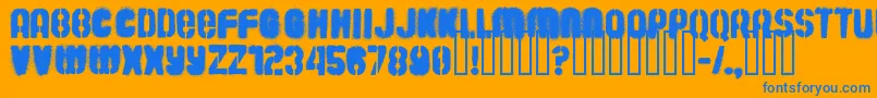 More about Barrio30 Font Barrio30 Font – Blue Fonts on Orange Background