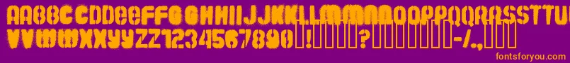 Barrio30-Schriftart – Orangefarbene Schriften auf violettem Hintergrund