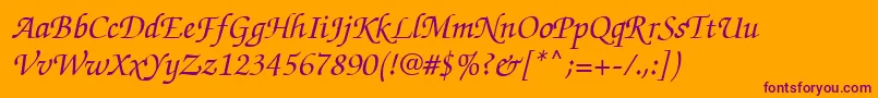 ItcZapfChanceryРќРµР¶РёСЂРЅС‹Р№РљСѓСЂСЃРёРІ Font – Purple Fonts on Orange Background