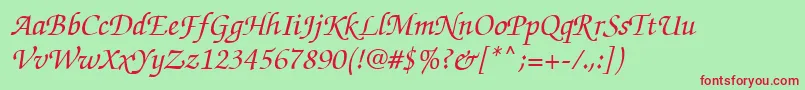 ItcZapfChanceryРќРµР¶РёСЂРЅС‹Р№РљСѓСЂСЃРёРІ Font – Red Fonts on Green Background