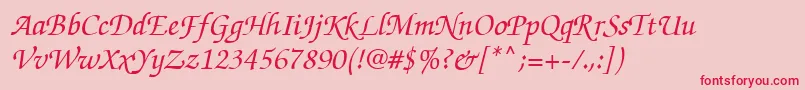 Fonte ItcZapfChanceryРќРµР¶РёСЂРЅС‹Р№РљСѓСЂСЃРёРІ – fontes vermelhas em um fundo rosa
