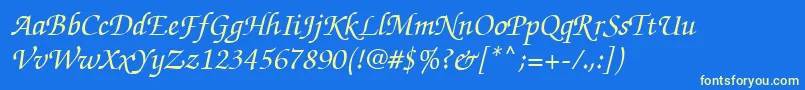 ItcZapfChanceryРќРµР¶РёСЂРЅС‹Р№РљСѓСЂСЃРёРІ Font – Yellow Fonts on Blue Background