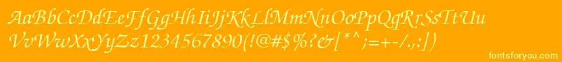 ItcZapfChanceryРќРµР¶РёСЂРЅС‹Р№РљСѓСЂСЃРёРІ Font – Yellow Fonts on Orange Background